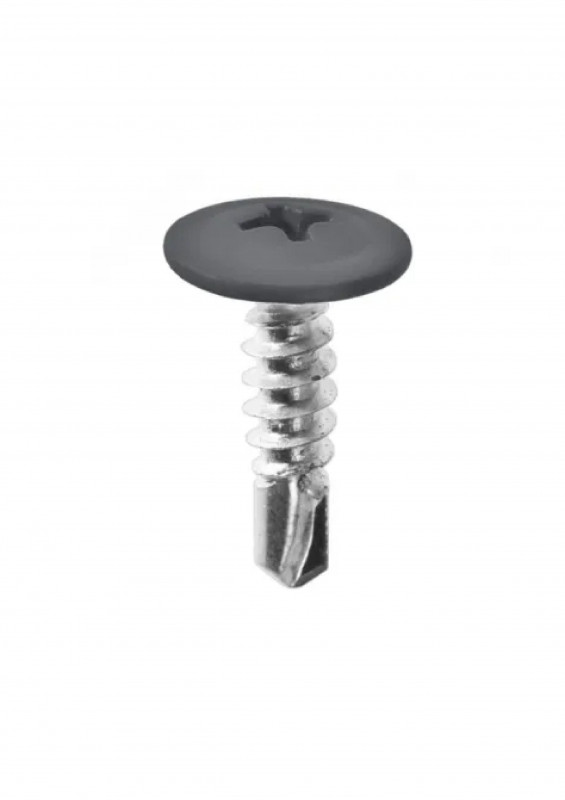 Саморез с пресс-шайбой сверло RAL7024 4,2х16 серый графит