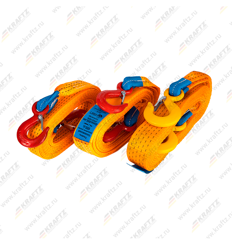 Ремень буксировочный с двумя крюками 8тнх5м