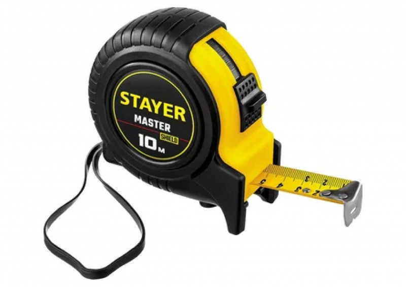 Рулетка в ударостойком обрезиненном корпусе 25ммх10м STAYER MASTER