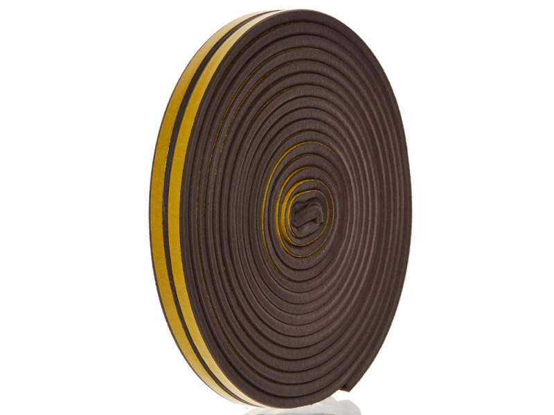 Уплотнитель бытовой резиновый WALLS Р-профиль самоклеющийся коричневый 10м