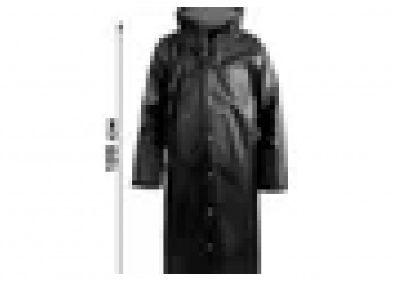 Дождевик с капюшоном на кнопках черный EVA