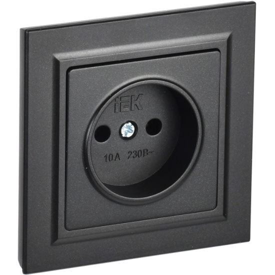 Розетка СП с/з 16А РСР14-1-0-БрЧ шторка защ. черная BRITE IEK