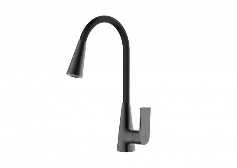 Смеситель для кухни гибкий излив черный