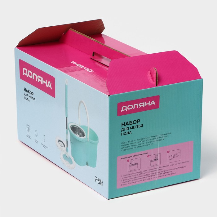 Швабра с отжимом и ведром 14л. запасная насадка