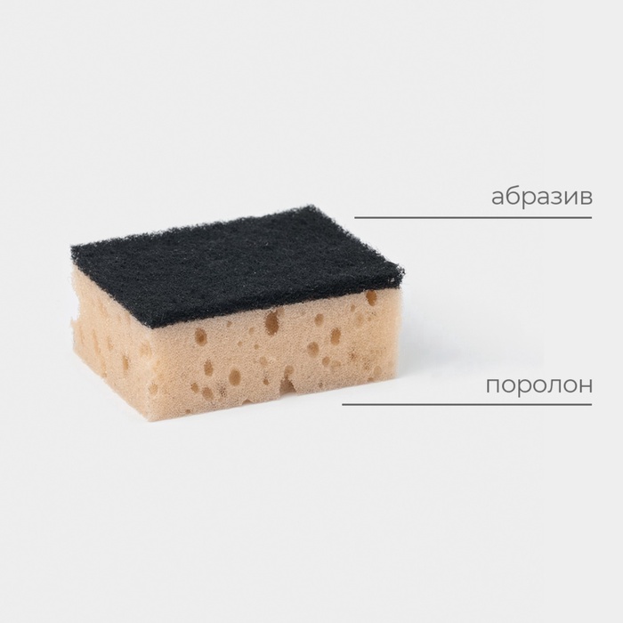 Набор губок для мытья посуды 3шт,9х6,5х3,5 см,крупнористый поролон, Raccoon "Лофт"
