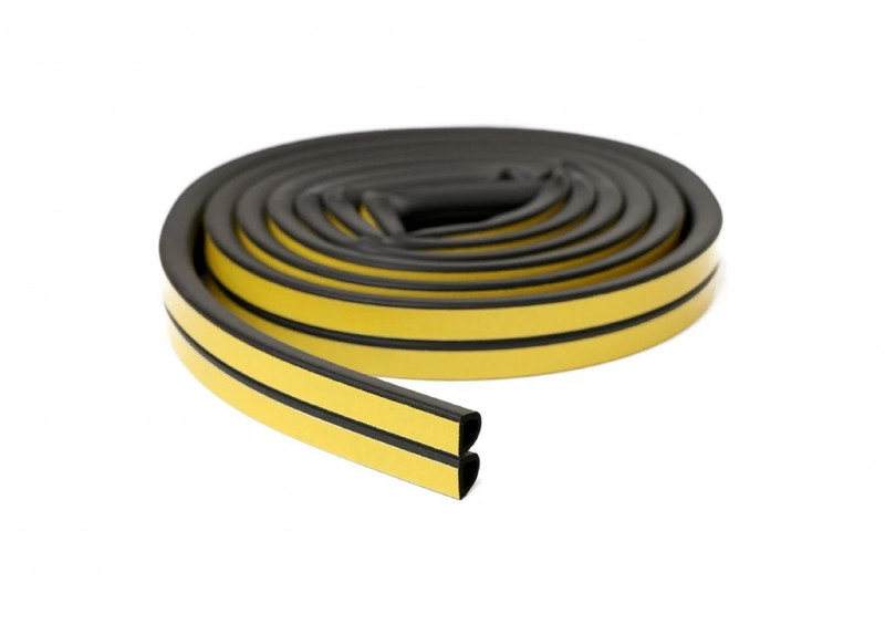 Уплотнитель бытовой резиновый WALLS D-профиль самоклеющийся черный 10м