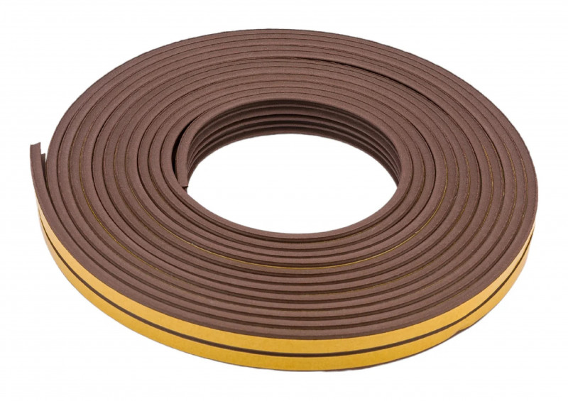 Уплотнитель бытовой резиновый WALLS Е-профиль самоклеящийся коричневый 10м