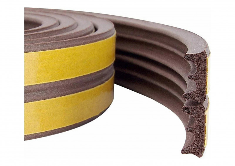 Уплотнитель бытовой резиновый WALLS Е-профиль самоклеящийся коричневый 10м