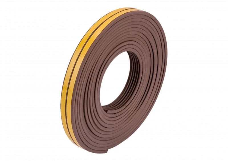 Уплотнитель бытовой резиновый WALLS Е-профиль самоклеящийся коричневый 10м