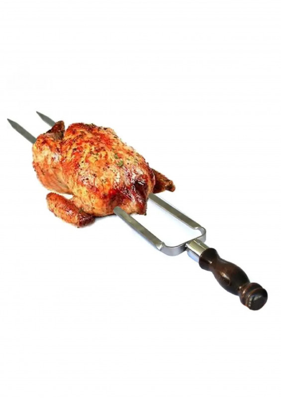 Шампур двойной вилка нерж 500х12х3мм с ручкой Узбекистан