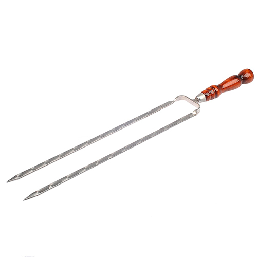 Шампур двойной вилка нерж 500х12х3мм с ручкой Узбекистан