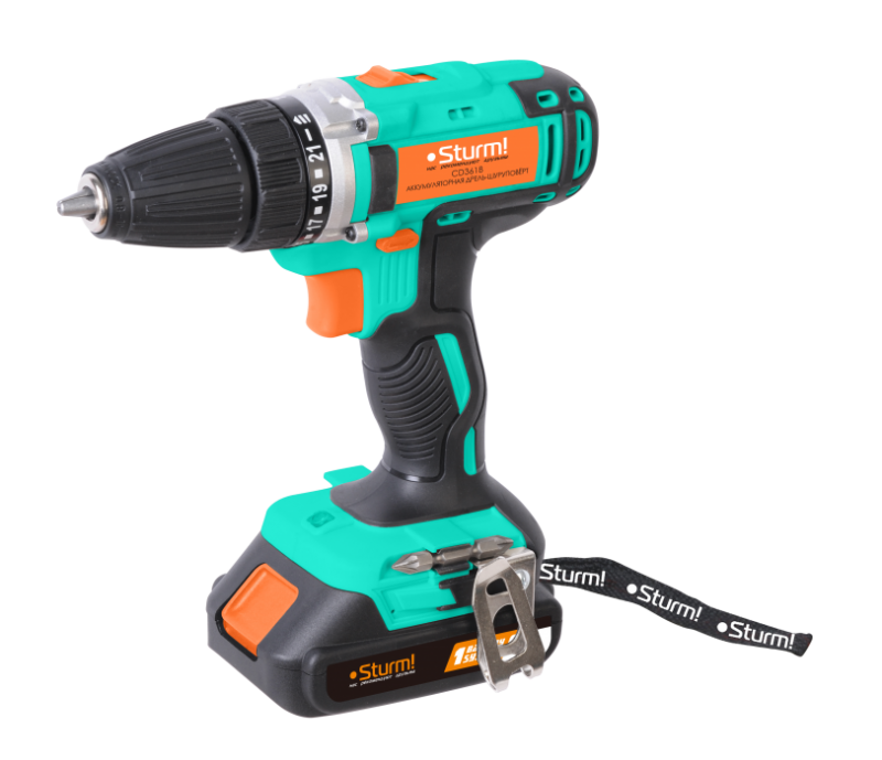 Шуруповерт аккумуляторный CD3618 18В 2Ач 1500об/мин STURM